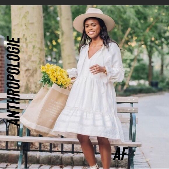 ANTHROPOLOGIE MAEVE DOMINIQUE TUNIC DRESS IVORY NEW NWT SMALL - Picture 1 of 12